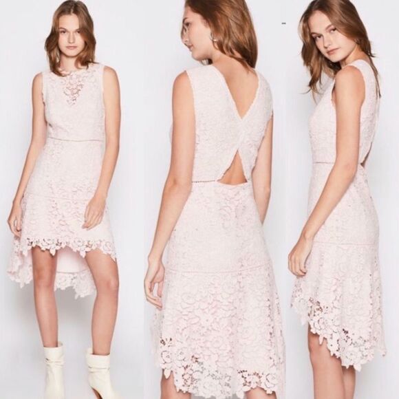 Joie Pale Pink Bridely Lace High Low Sleeveless Cut Out Dress Sz 8 - Picture 16 of 16